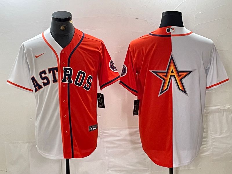 Men Houston Astros Blank White orange Nike 2024 MLB Jersey style 2